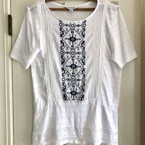 Lucky Brand  Lace & Embroidered Top